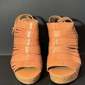 Franco sarto pink and cork wedges